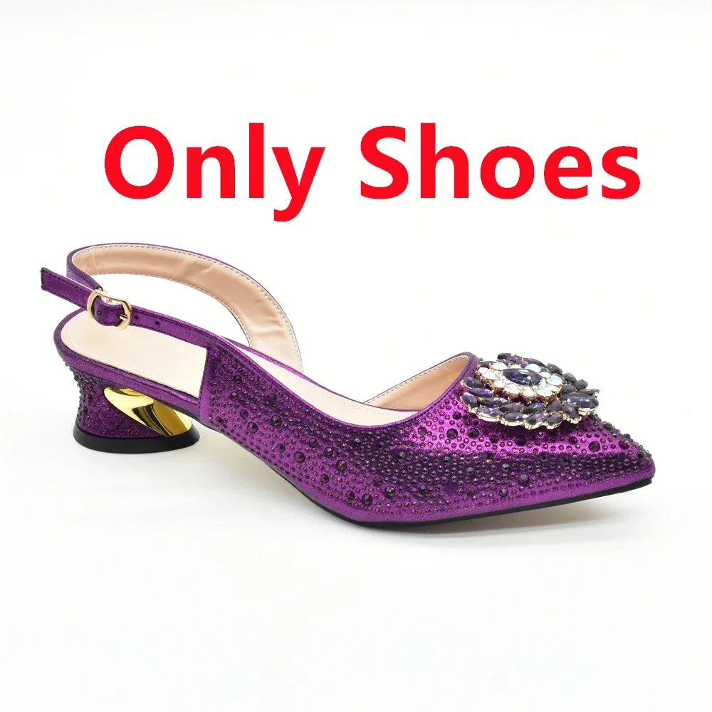 Luxury Designer Silver Italian Matching Shoes and Bag Set