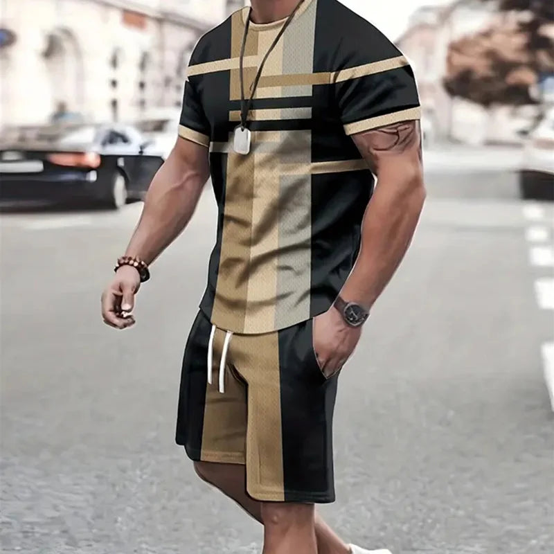 Sportswear Short Sleeve T Shirt Summer  Two Piece Suit For Men