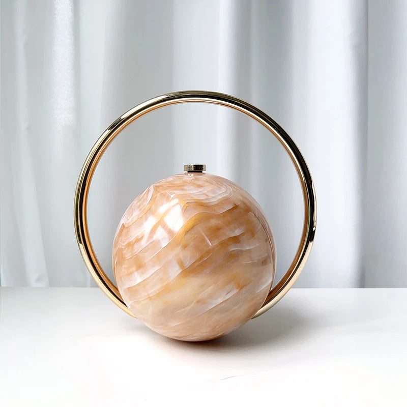 Exquisite Luxury Banquet Handbag Electroplated Handle Fashion Spherical Design Multi-functional Coin Purse Party Bag Acrylic Bag