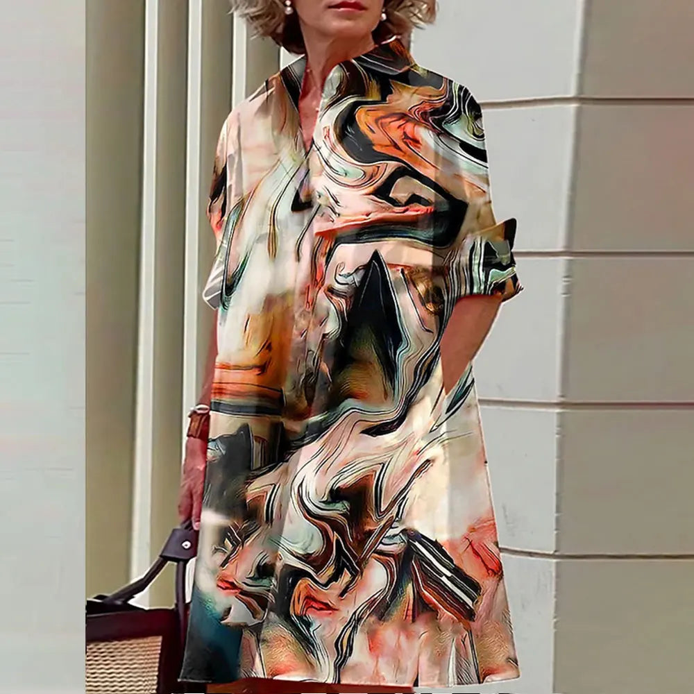 Women's Long Sleeve Botton Dress