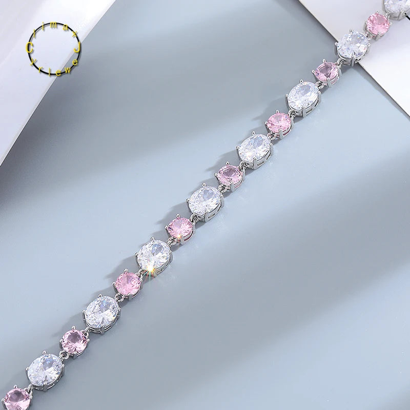 Fashionable Full Diamond Colorful Treasure Simple, Light Luxury, High Grade, Round  Diamond Bracelet