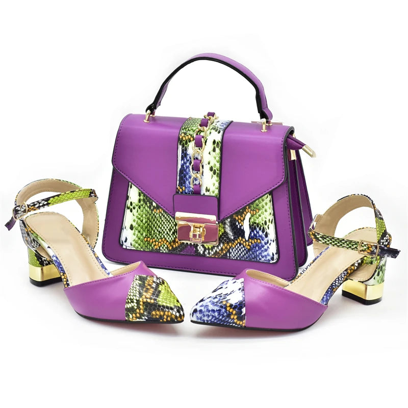 Fashion Leopard Shoes and Bag Set Wedding Pumps for Women Bride Shoes and Bag for Party Wedding