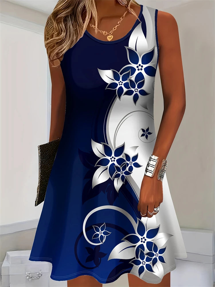 Summer Sleeveless Round Neck Vacation Dresses