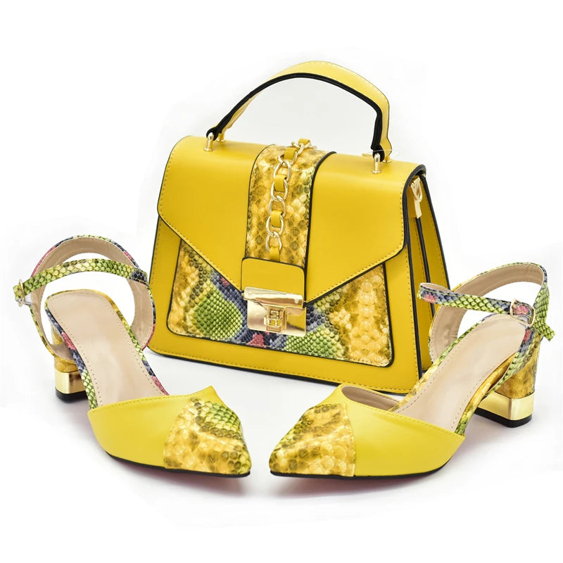 Fashion Leopard Shoes and Bag Set Wedding Pumps for Women Bride Shoes and Bag for Party Wedding