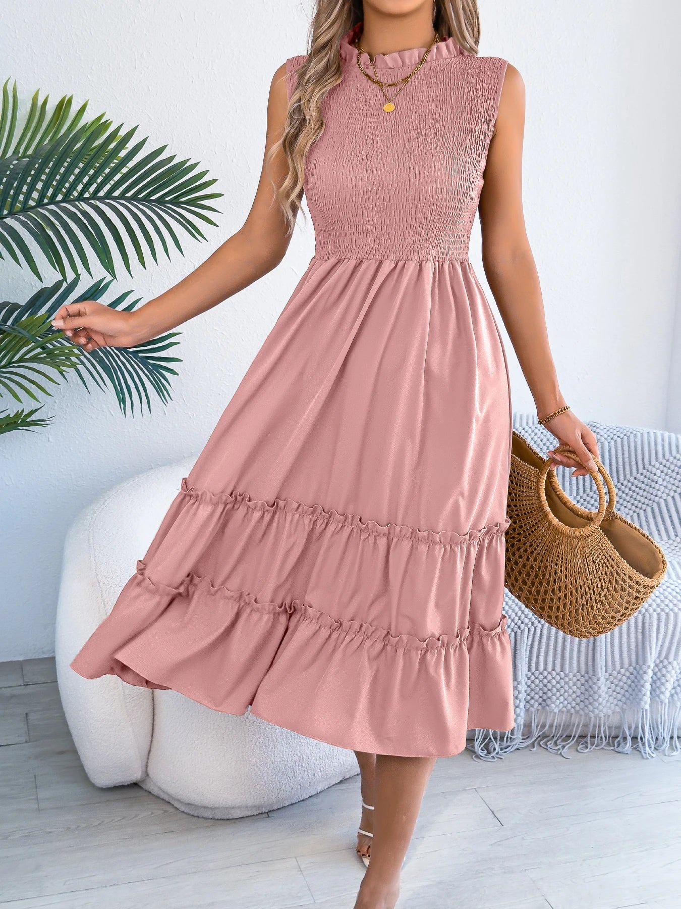 Sleeveless Lace Trim Round Neck