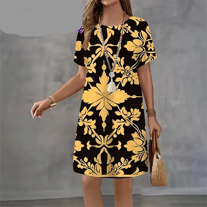 Vintage Short Sleeve Summer Elegant Sundress
