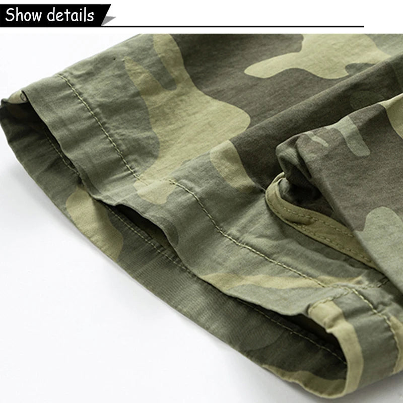 Outdoor Leisure Camouflage Comfortable Shorts For Men Elastic Waist Loose Straight High-Quality