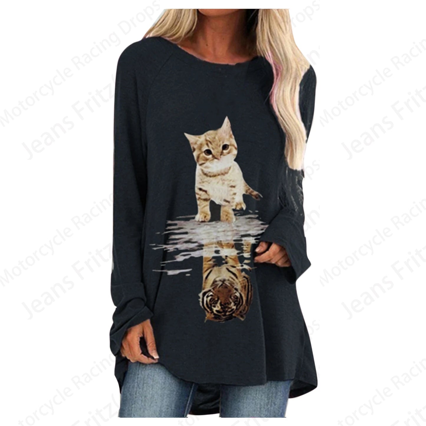 Long Sleeve Tops Lady Tshirt Tunic  Clothing