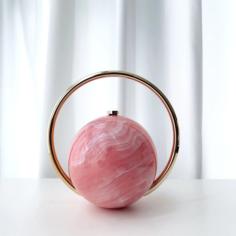 Exquisite Luxury Banquet Handbag Electroplated Handle Fashion Spherical Design Multi-functional Coin Purse Party Bag Acrylic Bag