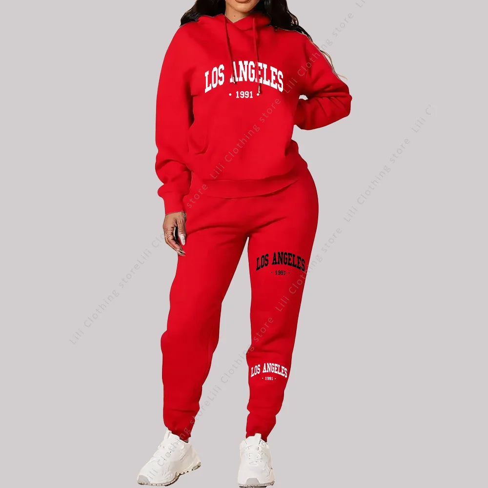 Women Sportswear Sweatsuit Los Angeles Letter Print
