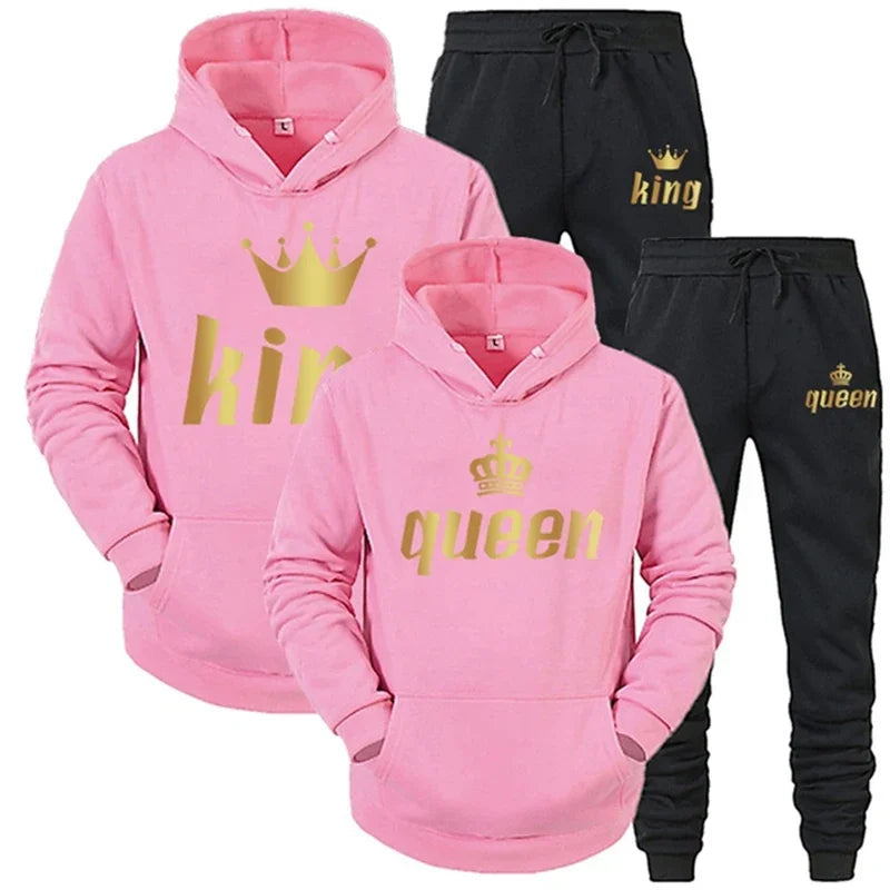 King And Queen Couple Outfit Hoodie and Jogger High Quality King Queen Tracksuit