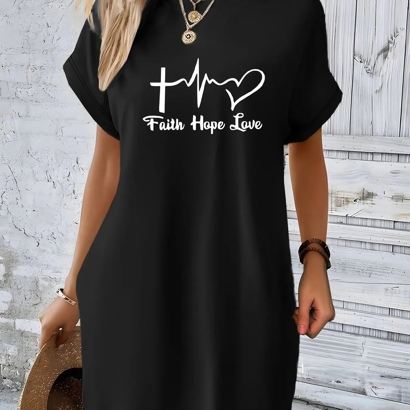 Faith hope love print Graphic Dress