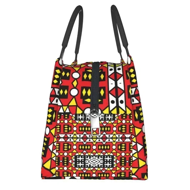 Ankara Print Insulated Lunch Bag for African Pattern Wax Design