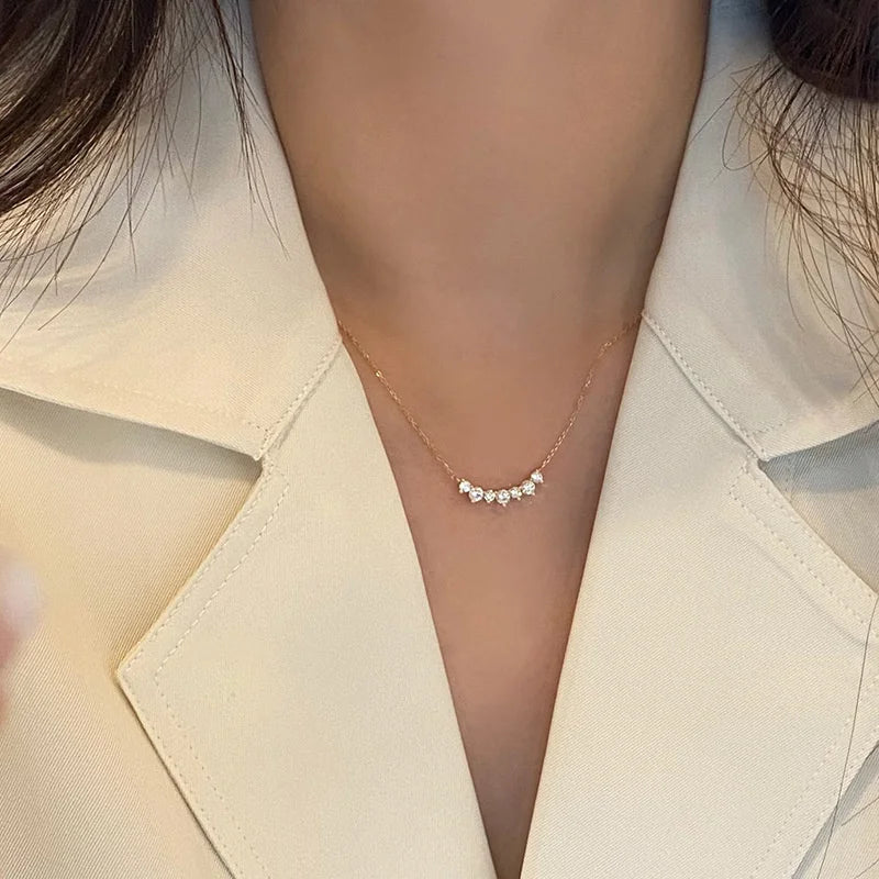 Silver Plated 18K Gold Geometric CZ Pendant Necklace