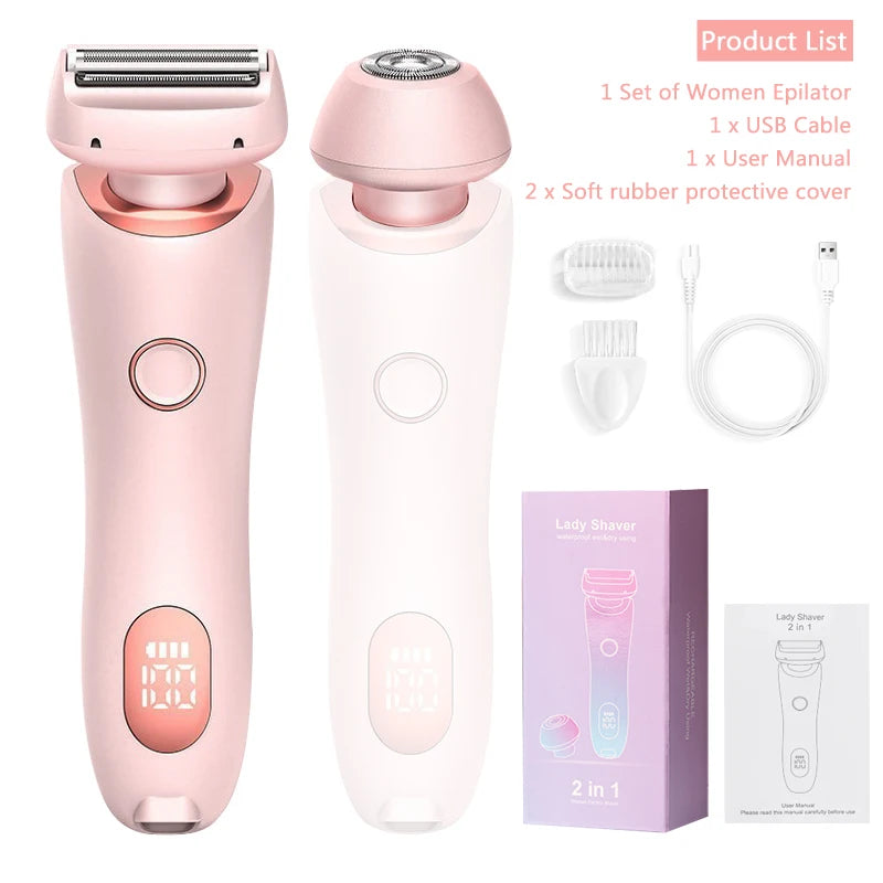 Portable Waterproof 2 In 1 Painless Shaving For Lady Private Part Hair Shaver Trimmer
