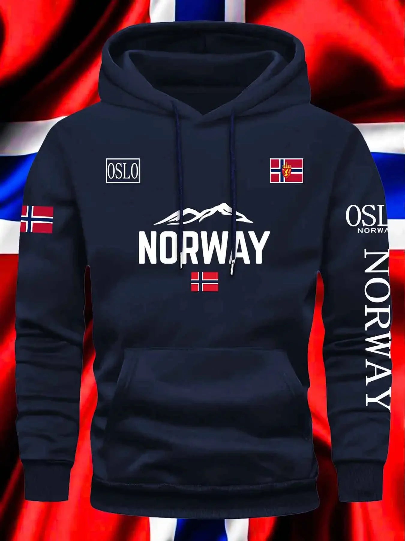 Norwegian Print Best-selling Hooded Sweatshirt Autumn Winter Daily Outdoor Warm Sportswear