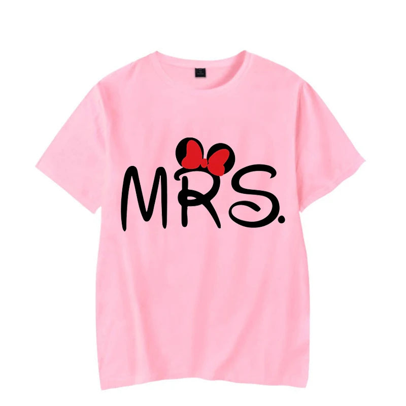 Mouse Cartoon MR MRS Print Couple TShirt Lovers Bird