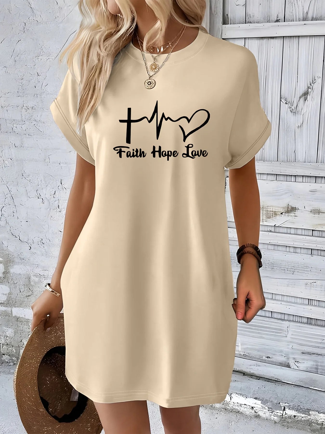 Faith hope love print Graphic Dress