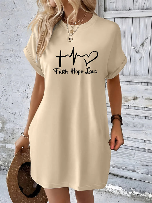 Faith hope love print Graphic Dress
