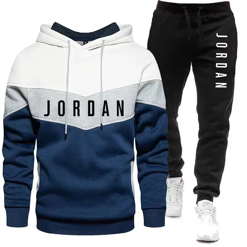 Jogging Sportswear Set Hoodie Sweatpants Rubberized Jacket Fashion Sports Winter Warm 2 Piece Set