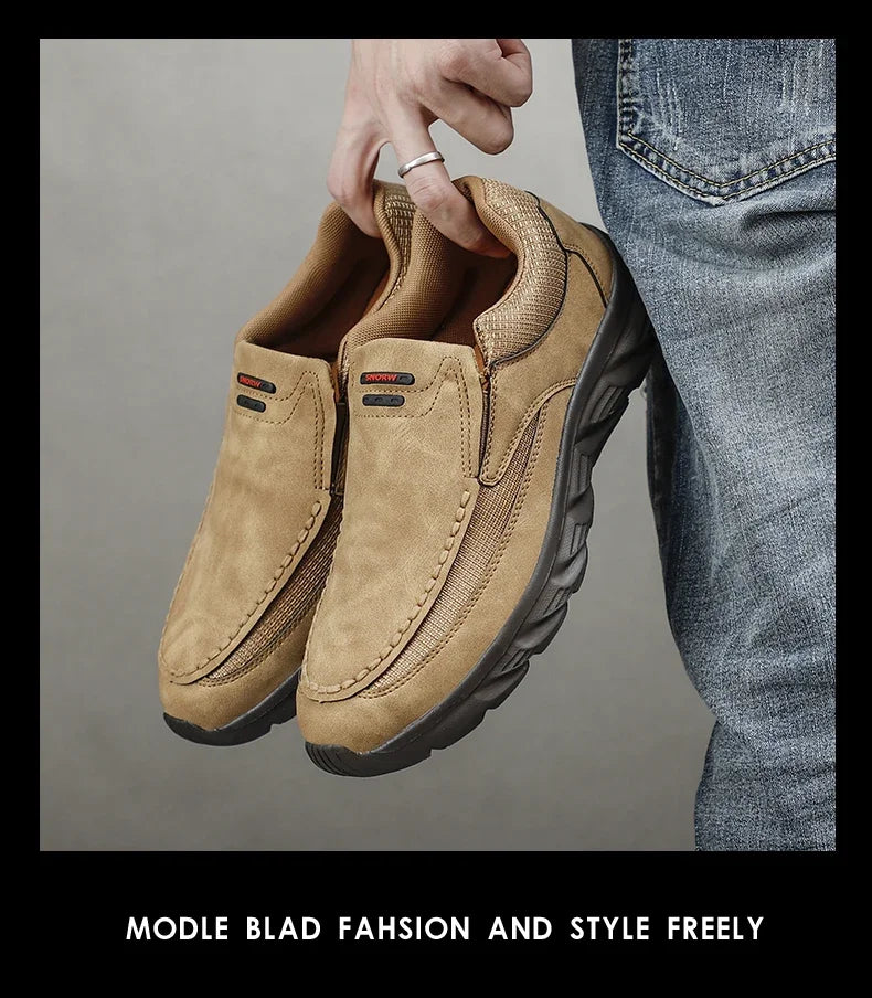 Men Sneakers Comfortable Leather Flat Footwear For Men