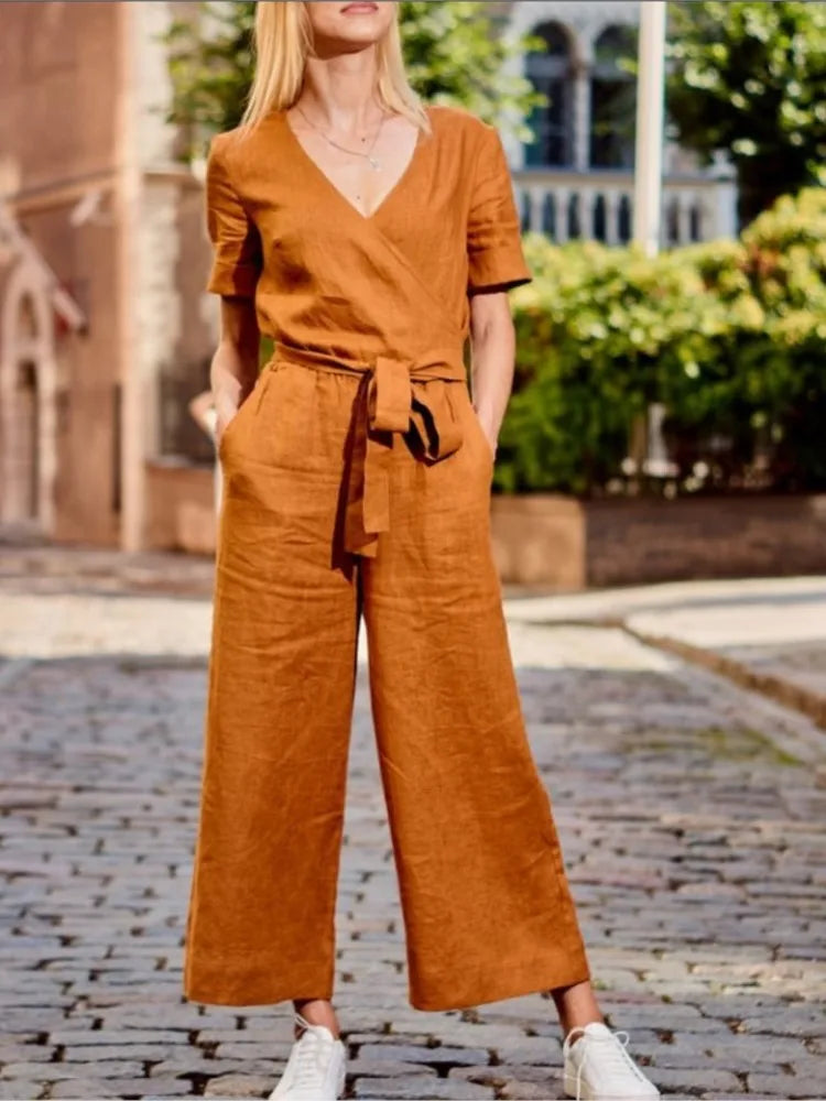Short Sleeved Jumpsuit Women Spring Summer Simple dress