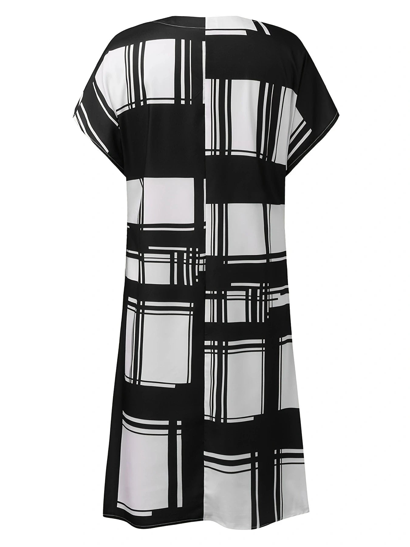 Women Fashion Geometric Printed Short Sleeve Summer Dress