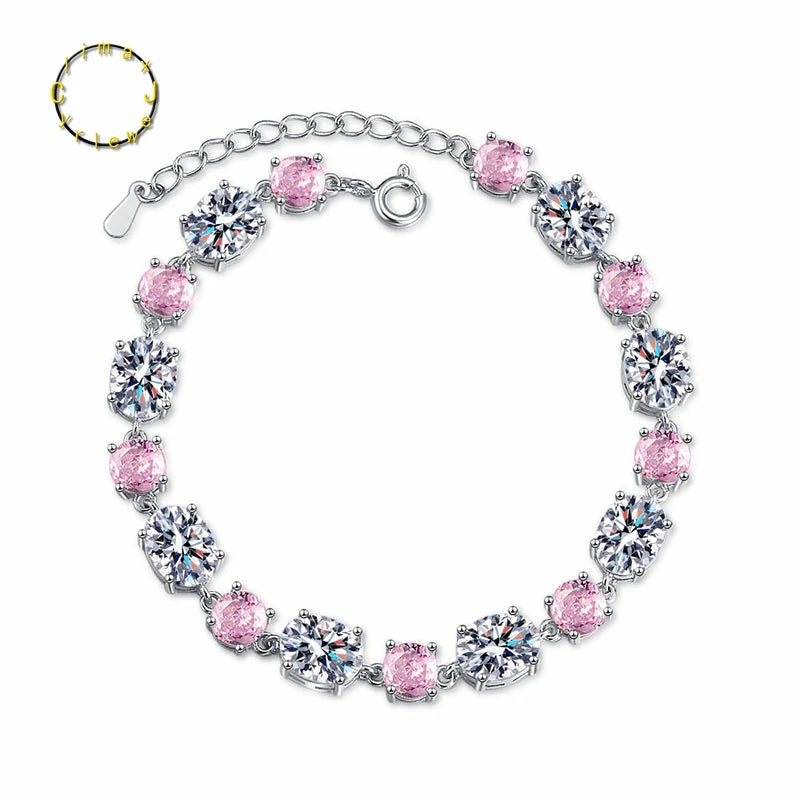 Fashionable Full Diamond Colorful Treasure Simple, Light Luxury, High Grade, Round  Diamond Bracelet