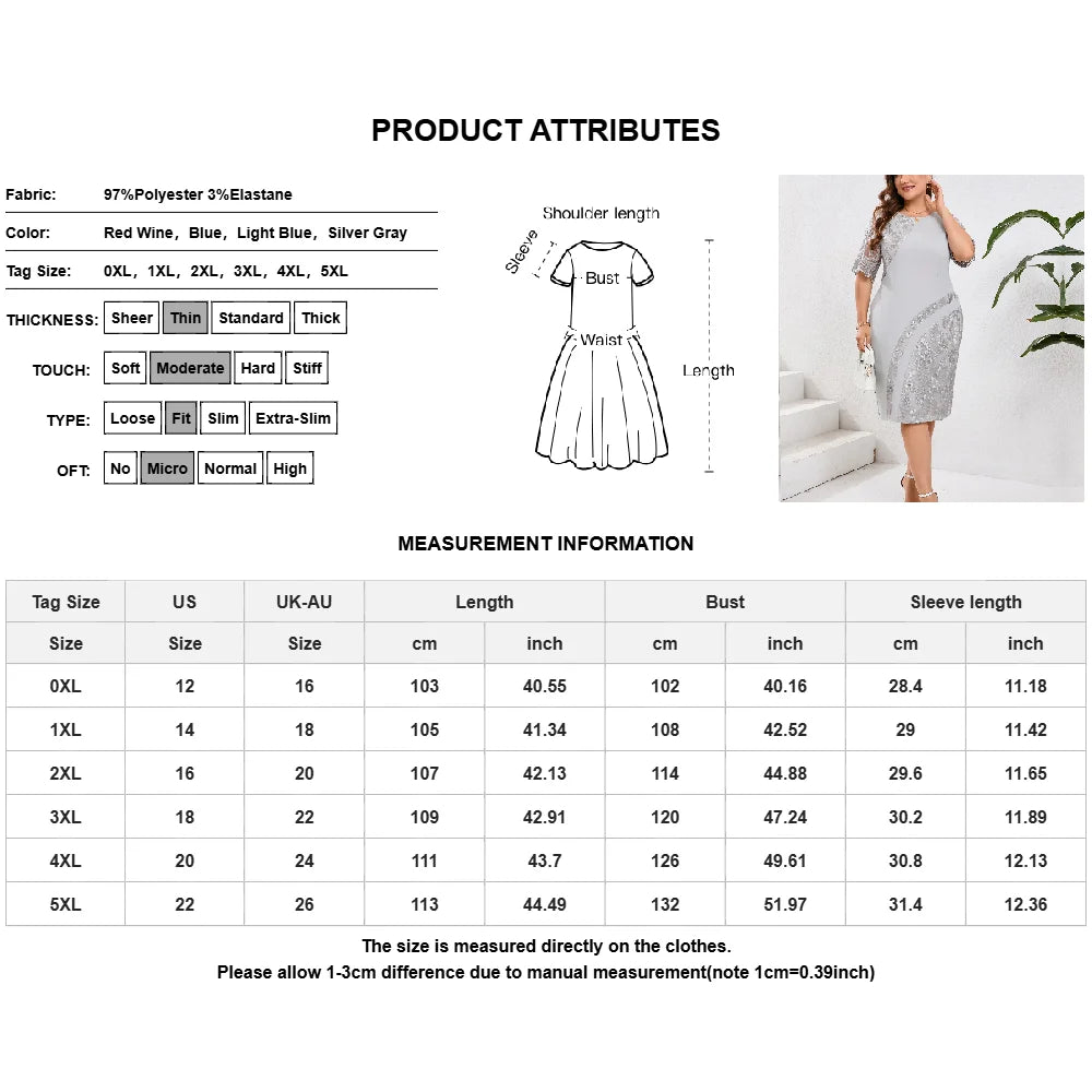 Plus Size Summer Dresses for Wedding Guest Women's Short Sleeve O-Neck Lace Floral Party