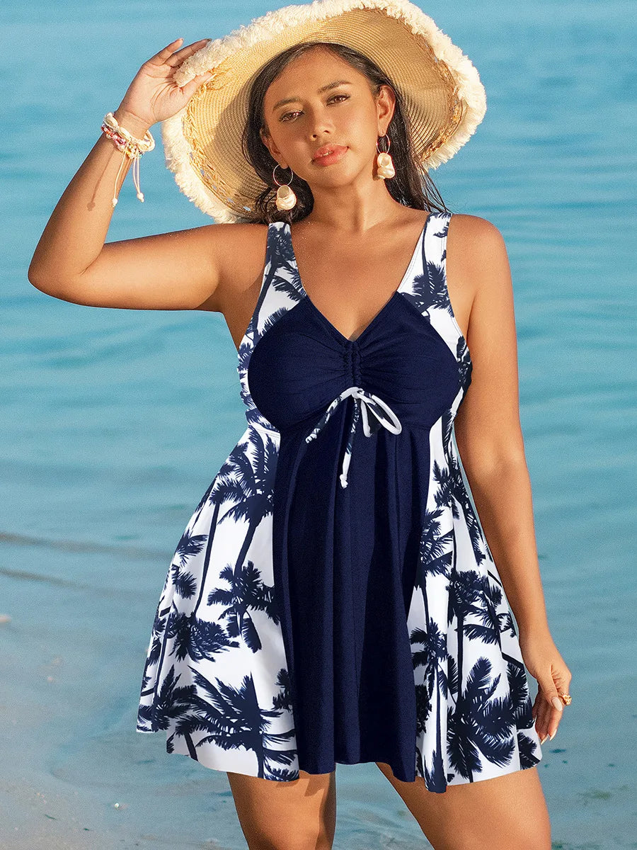 Plus Size Swimwear Women High Waist Suits Skirt