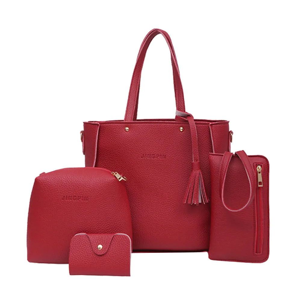 4Pcs/set Crossbody Bags  Leather Shoulder Bags Purse Ladies PU Crossbody Bag Bolsa
