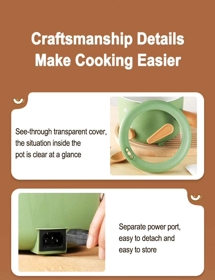 Mini Electric Cooker Multi-functional Cooking Pot Non-stick Frying Pan Ramen Dormitory Small Electric Hot Pot Cooker 220V