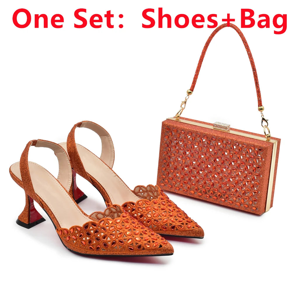 Silver Color Shoes and Bag for Party Wedding Luxery Women Shoe and Bag