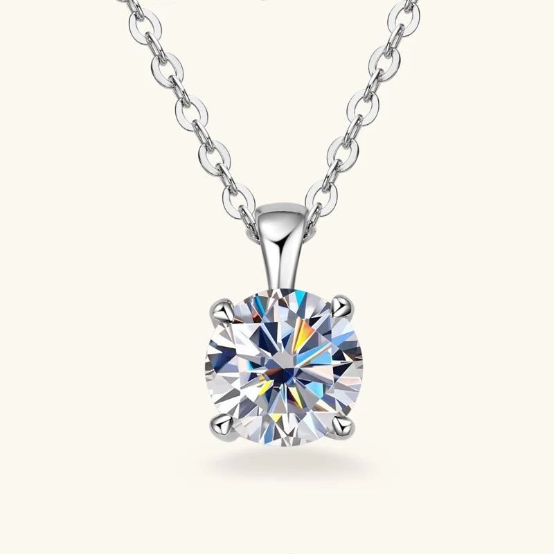 Moissanite Solitaire Drop Necklaces 18k Gold Plated Pendant Original Silver Chain