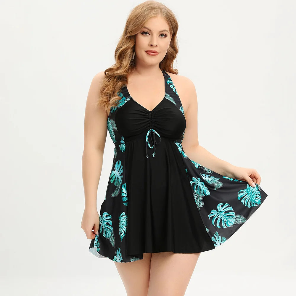 Plus Size Swimwear Women High Waist Suits Skirt