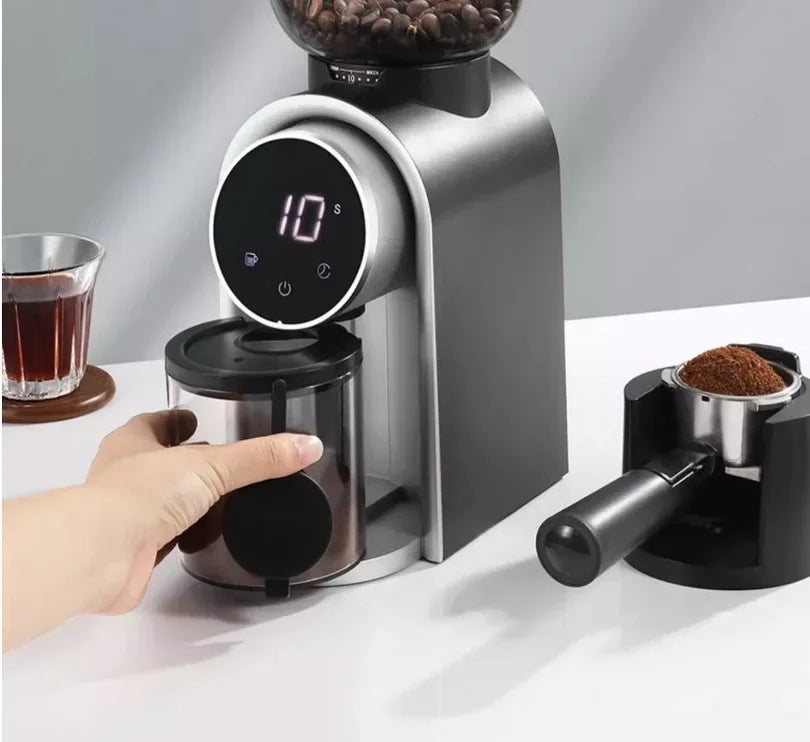 Electric Burr Coffee Grinder Automatic Precision Mill Espresso Drip Pour Over Transparent Bean Storage Container
