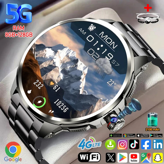 5G/4G Full Netcom 8GB+128GB RAM Smart Watch 1.95 inch 2100mah Battery 900W Camera GPS WIFI Google APPS Smartwatch