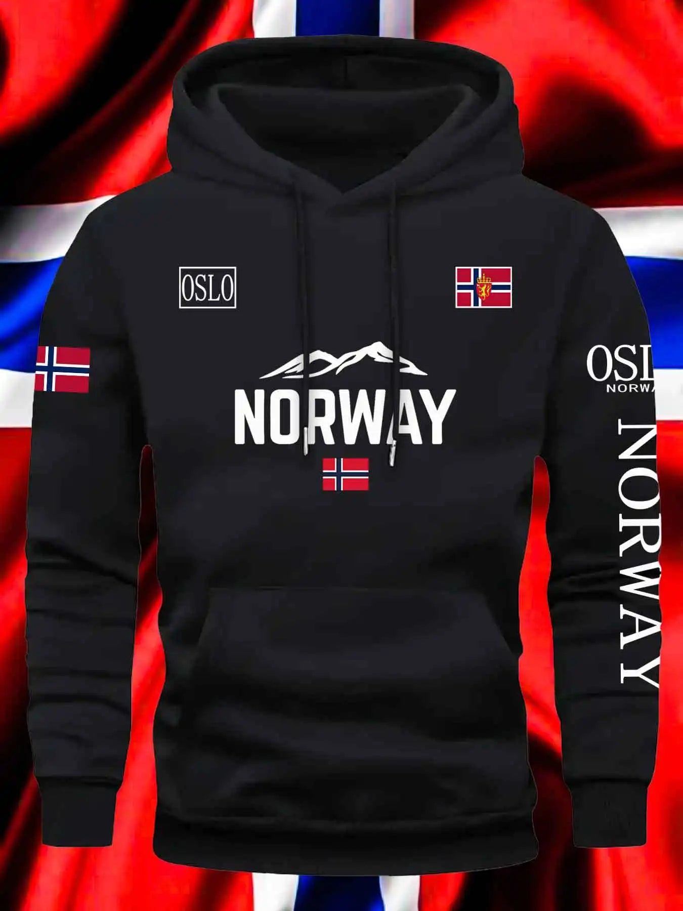 Norwegian Print Best-selling Hooded Sweatshirt Autumn Winter Daily Outdoor Warm Sportswear