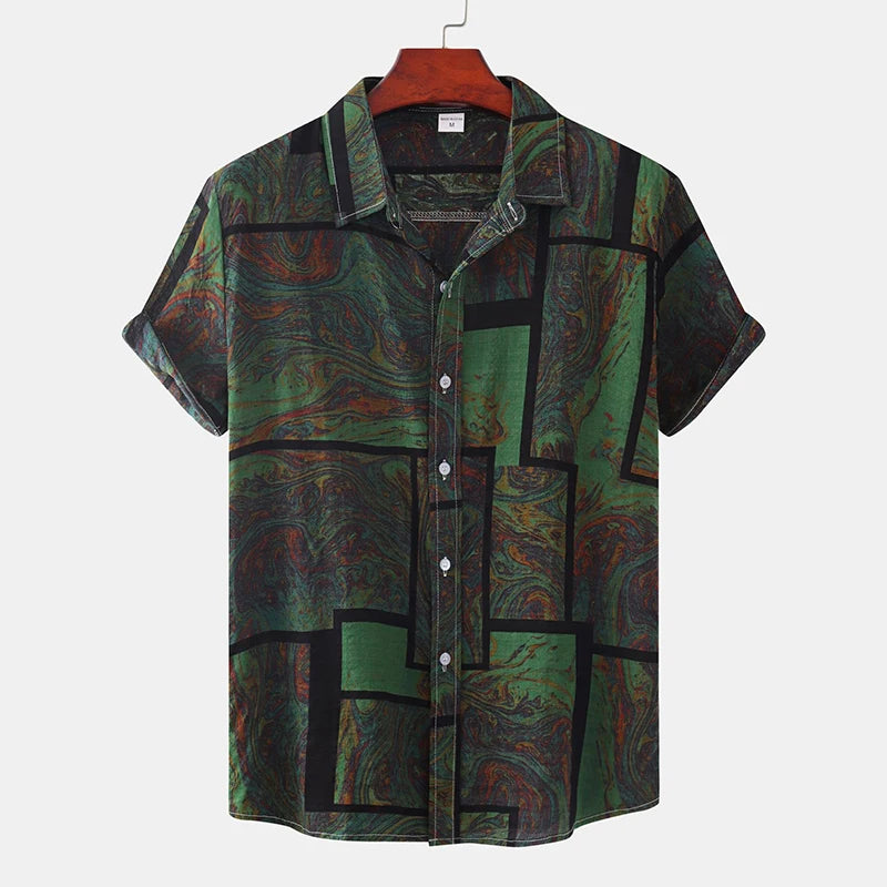 Summer  Fashion Social Beach Style Men Short Sleeve