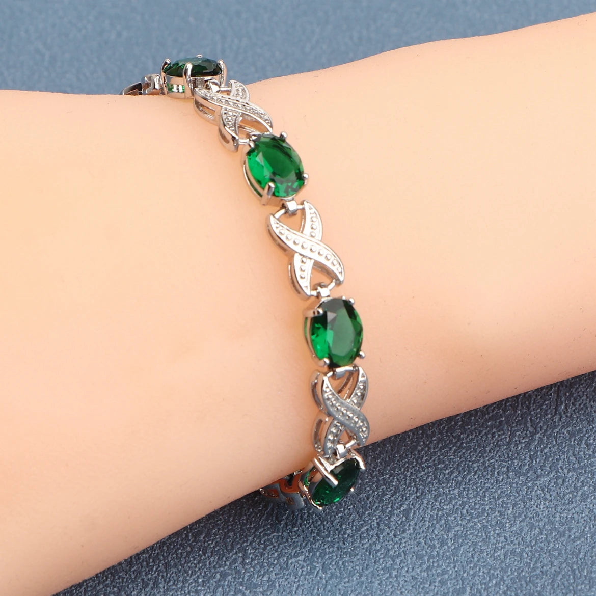 Silver Gold Plated Charm Black Cubic Zircon Bracelets  Jewelry 18+2CM Length