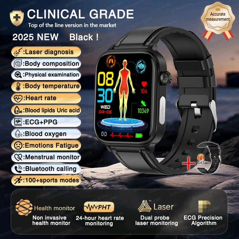 New ECG+PPG AI Health Diagnose Smart Watch Men And Women, Blood Lipid BP Uric Acid Heart rate Tracker