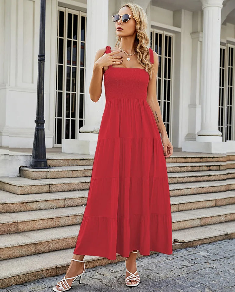 Sexy Sleeveless Hot Girl Strap Long Casual Comfortable Dress For Women