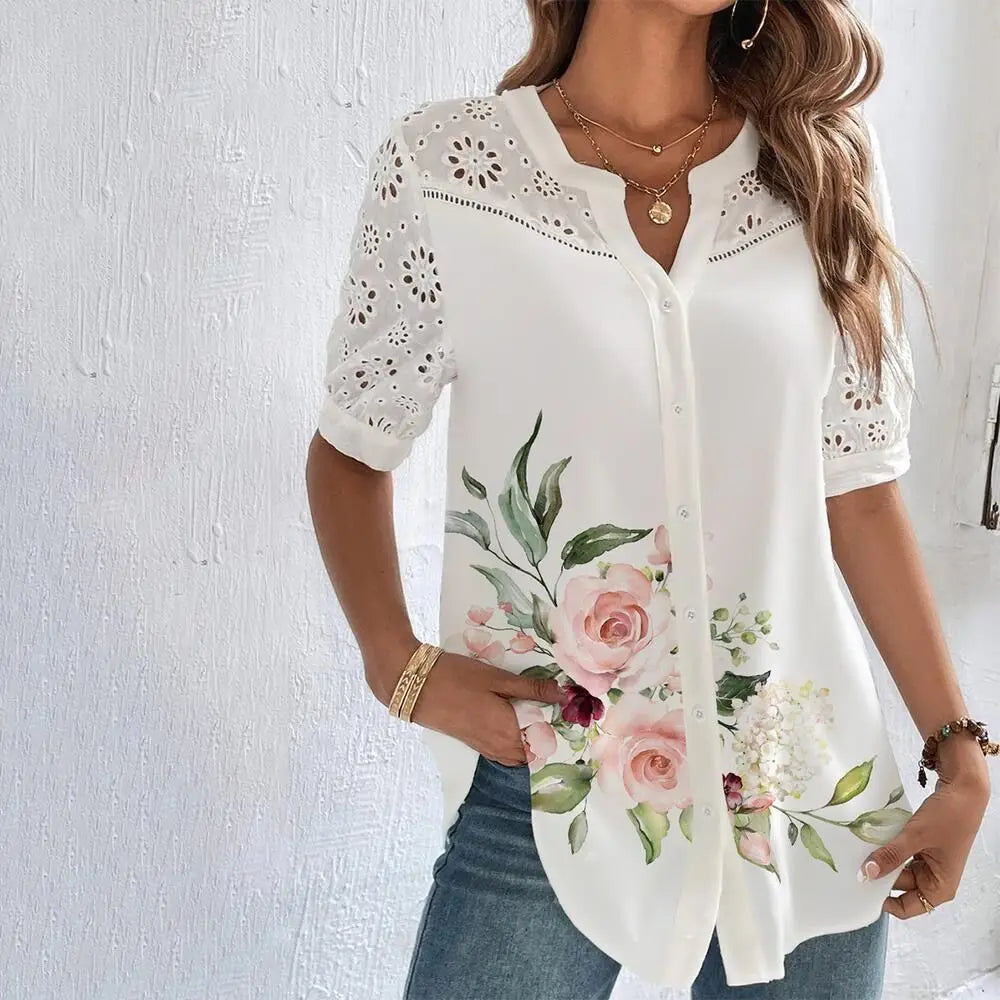 Elegant Short Sleeve Blouse Holiday Dress