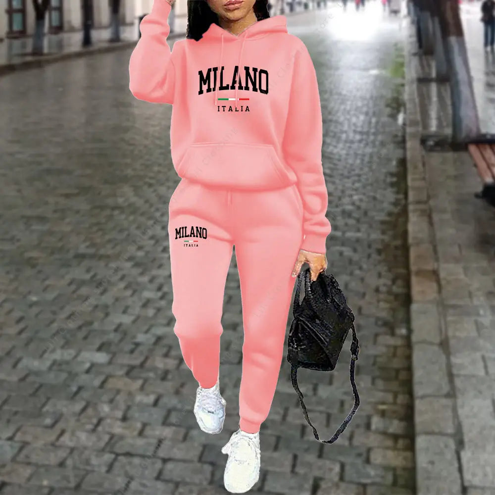 Women's Sets 2pcs Hoodies Outfits  MILANO Letter Print Tracksuit