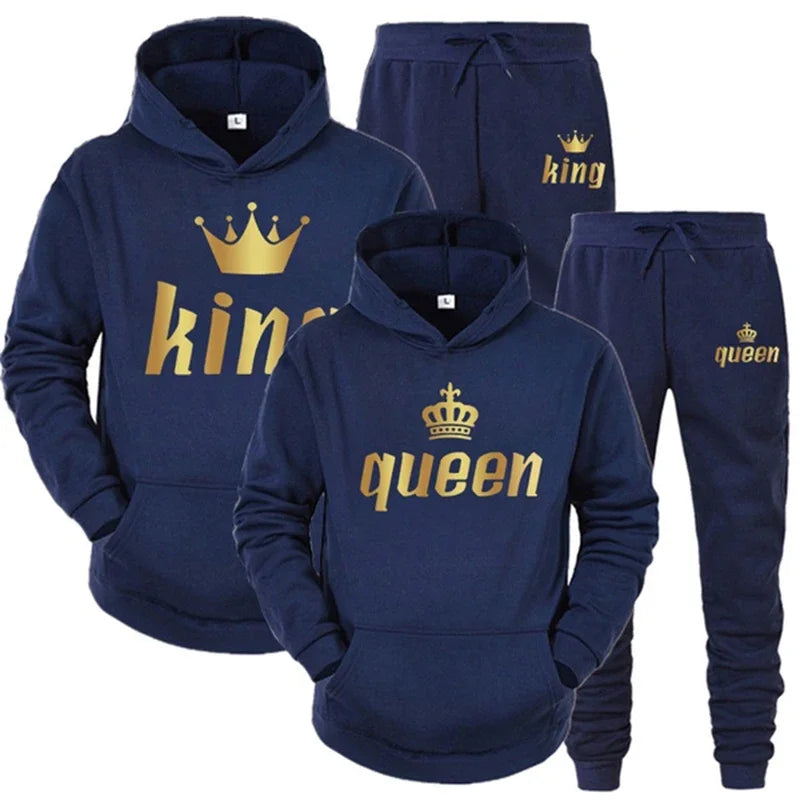 King And Queen Couple Outfit Hoodie and Jogger High Quality King Queen Tracksuit