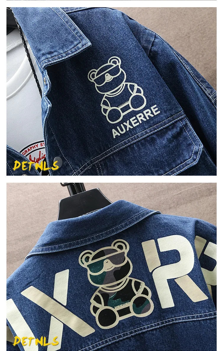 Men's Gradient Denim Jacket Youth Fashion Trend Print Casual Versatile Jacket Clothing