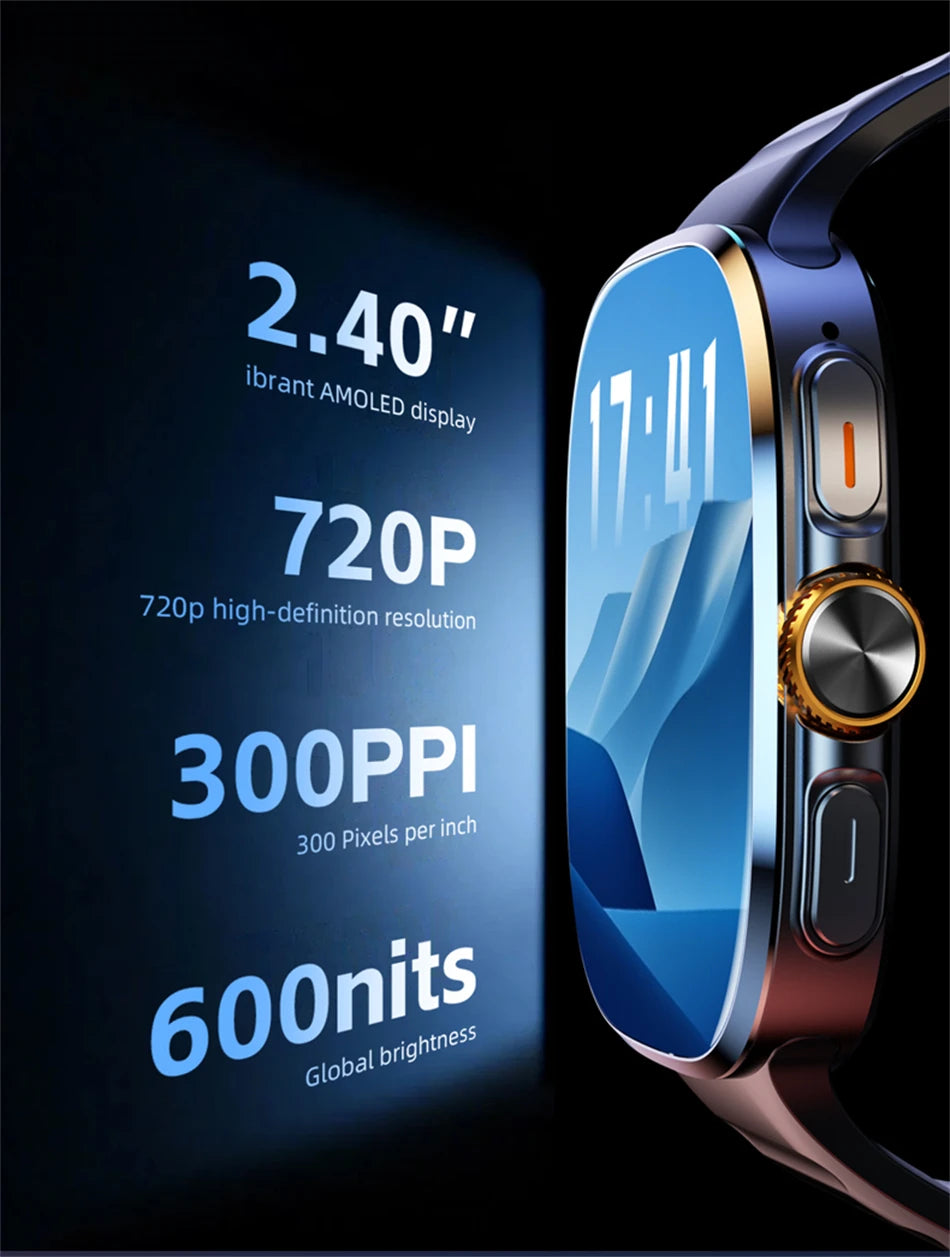 5G/4G Full Network Smart Watch 2.40 inch Big Screen HD Video Call 8GB+128GB RAM 2100mAh Google Play WIFI GPS Sim Card