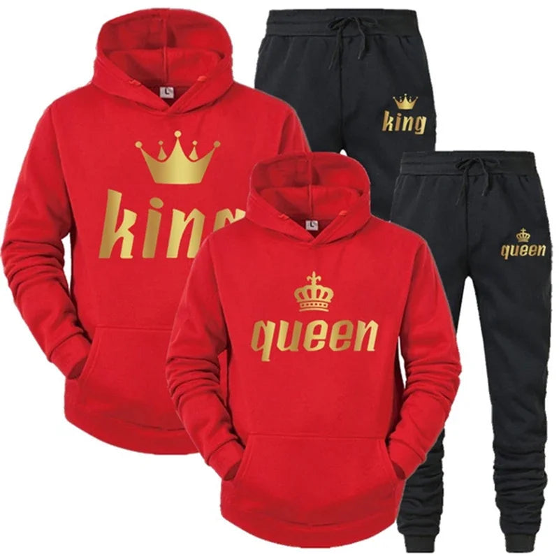 King And Queen Couple Outfit Hoodie and Jogger High Quality King Queen Tracksuit