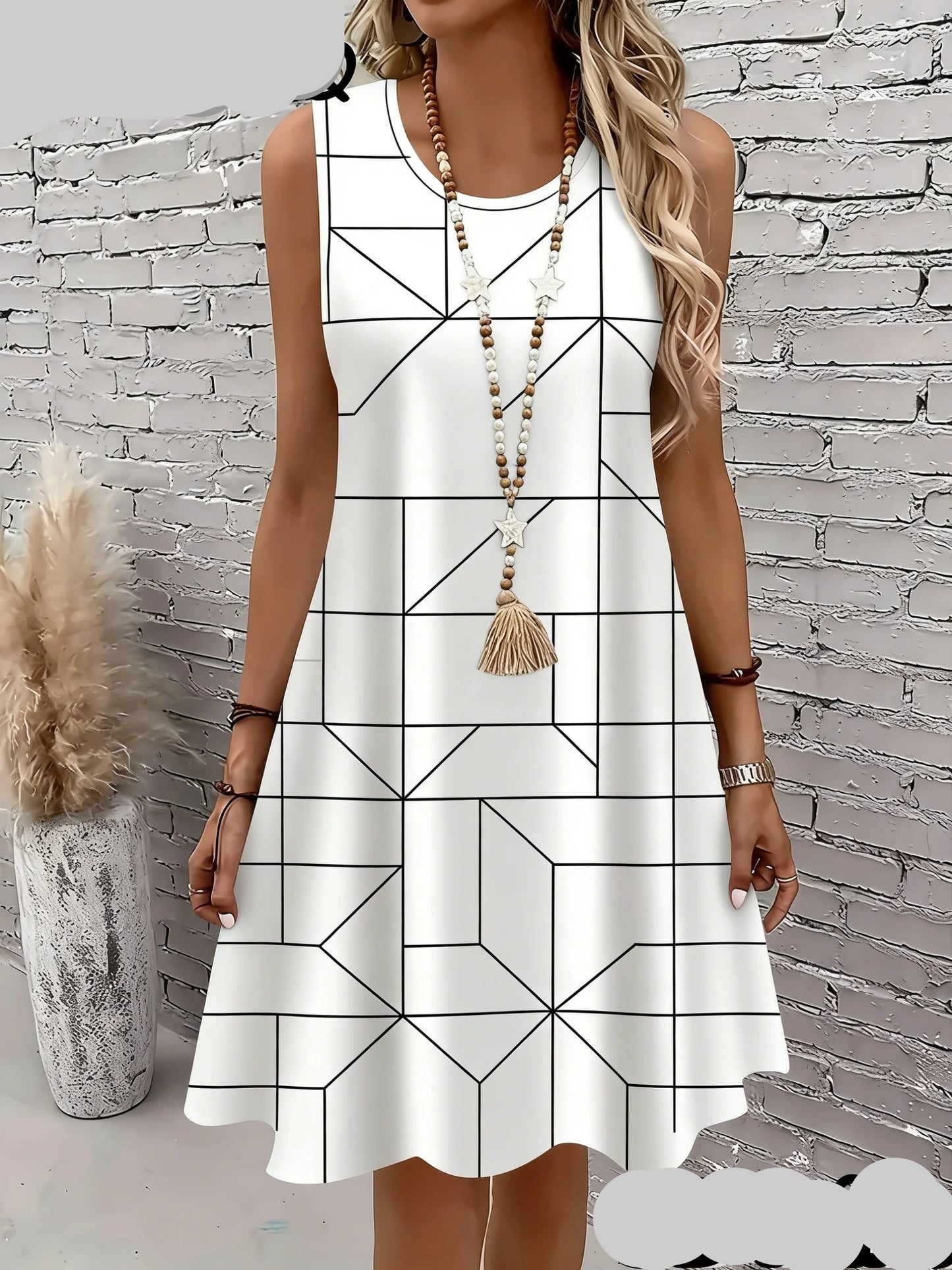Women Summer Dress Casual Sleeveless O-Neck