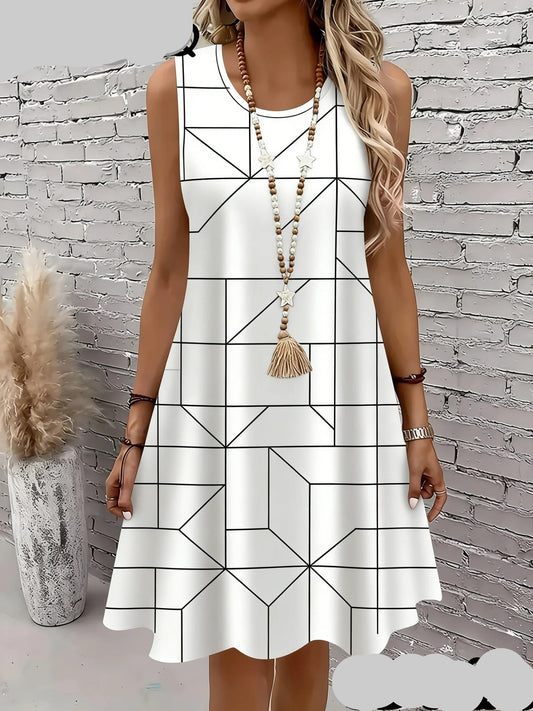Women Summer Dress Casual Sleeveless O-Neck